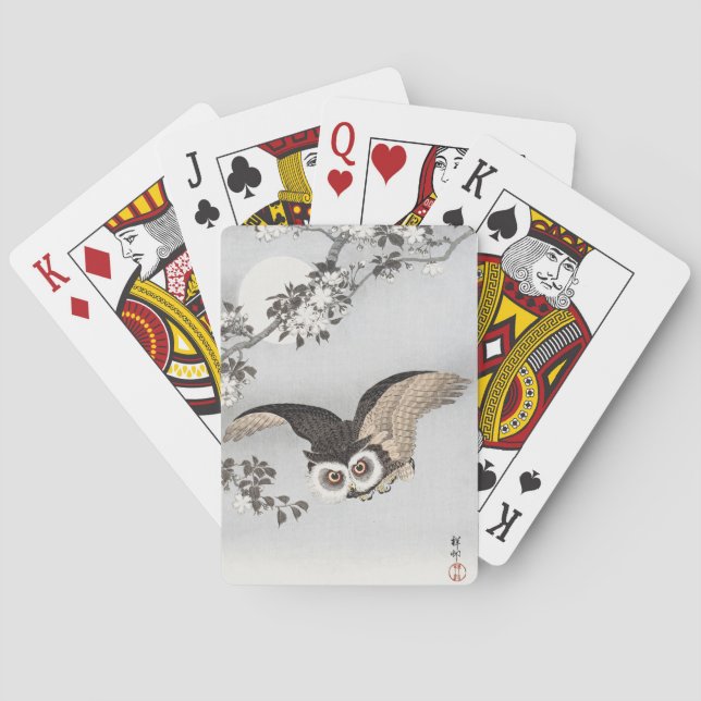 Ohara Koson Scops Uggla Cherry Blommar & Måne Casinokort (Baksidan)