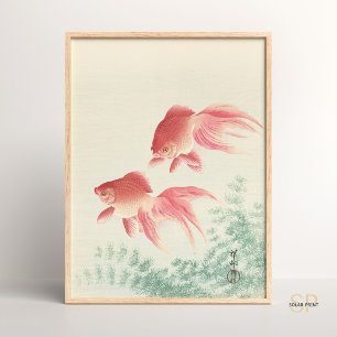 Ohara Koson Two Goldfish and Waterweed Japansk Poster