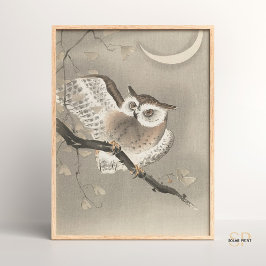 Ohara Koson Uggla under Crescent Måne Poster