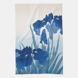 Ohara Koson Vintage Japansk Fine Art Blue Irises Kökshandduk