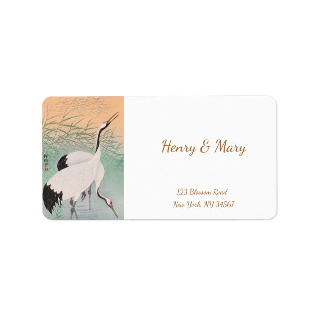 Ohara Kosons Cranes Adressetikett (Framsidan)