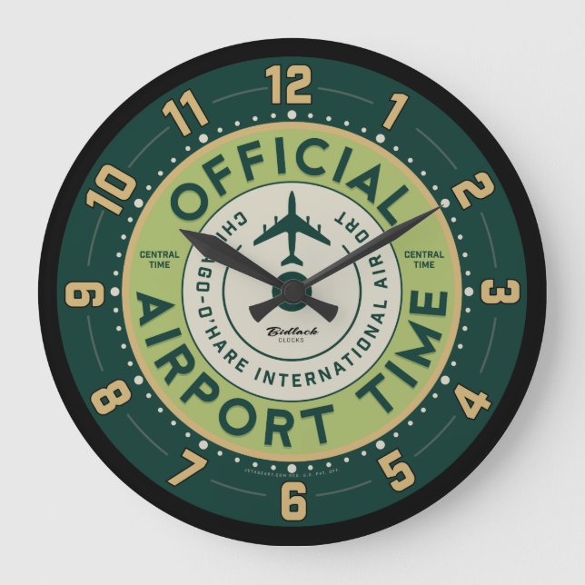 O'Hare Airport Retro Clock Stor Klocka (Framsida)