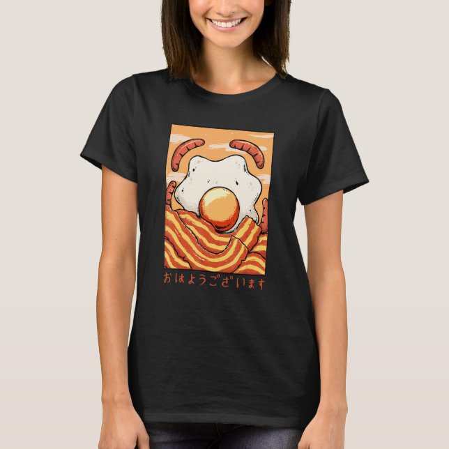 Ohayo Egg Bacon Sausage Hotdog Breakfast Food Baco T Shirt (Framsida)