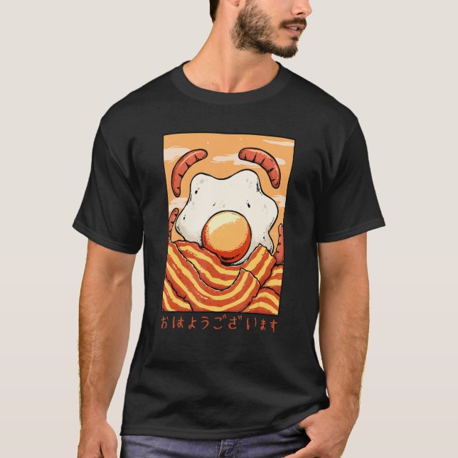 Ohayo Egg Bacon Sausage Hotdog Breakfast Food Baco T Shirt (Framsida)