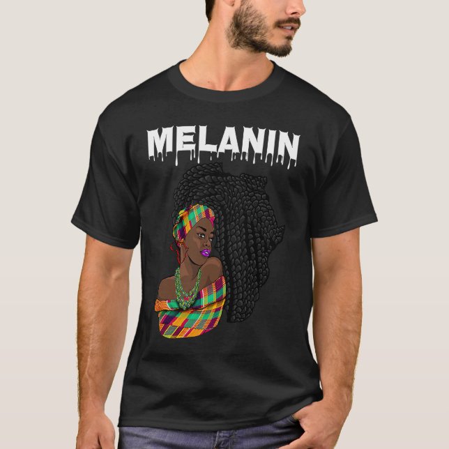 Oheneba Drippin Melanin Black Queen Pride Afrika T Shirt (Framsida)