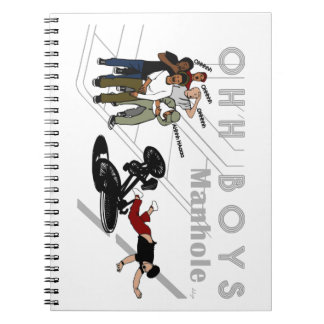 OHH BOYS - Man på Bike Hits a Manhole Fodral-Mate Anteckningsbok