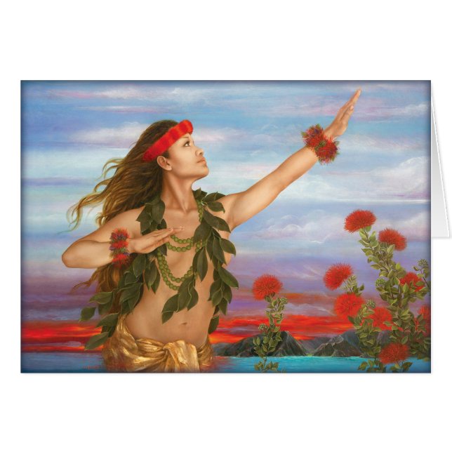 "Ohia och Lehua" av Maui artist Lori Higgins. 5 x  Hälsningskort (Framsidan Horizontal)