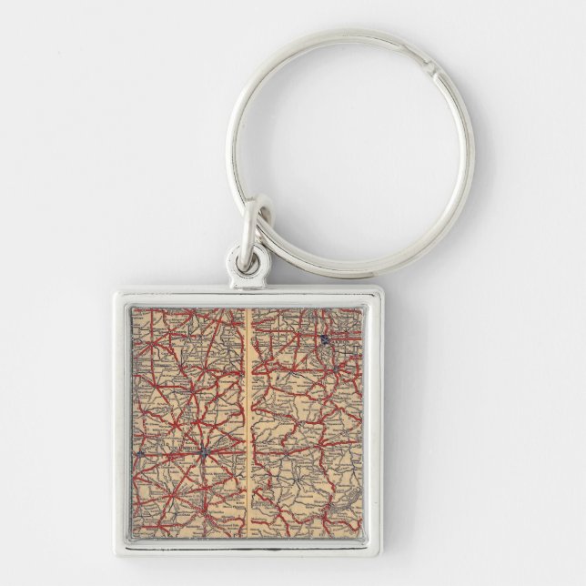 Ohio 14 fyrkantig silverfärgad nyckelring (Framsidan)