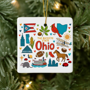 Ohio Anpassad Familjeresa Jul Julgransprydnad Keramik
