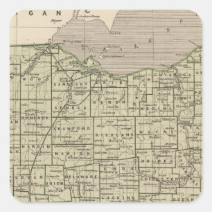 Ohio Atlas Karta Fyrkantigt Klistermärke