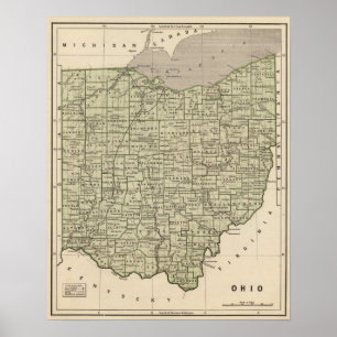 Ohio Atlas Karta Poster