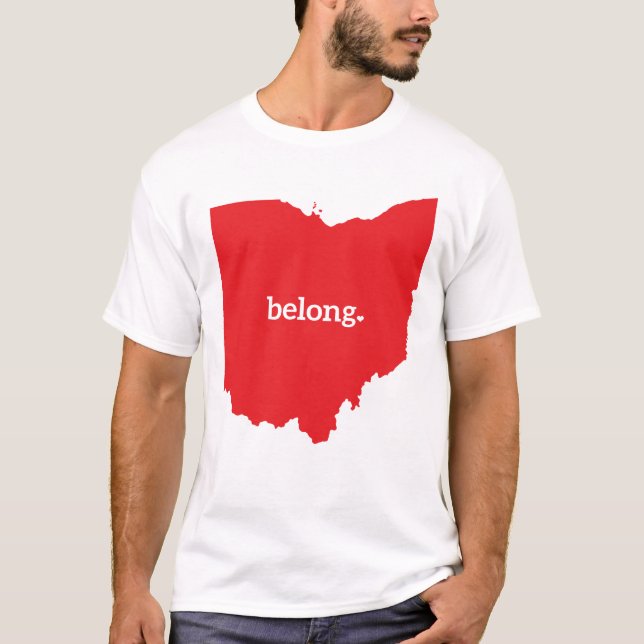 Ohio Belong-staten Karta T-Shirt (Framsida)