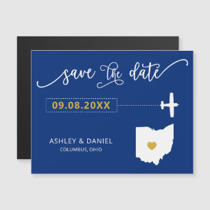Ohio Bröllop spara datum Card, Karta Magnetisk Inbjudningskort