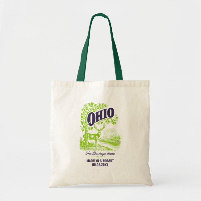 Ohio Bröllop Welcome Bag, Staten Kärlek Tygkasse (Framsidan)