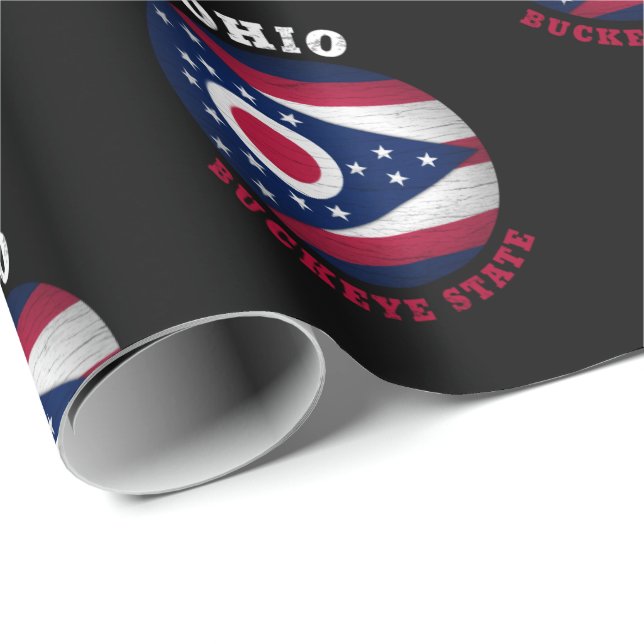 OHIO BUCKEYE DELSTATFLAGGA PRESENTPAPPER (Rullad Hörn)
