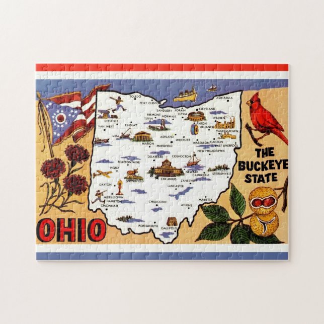 Ohio Buckeye State 11x14 vykort Pussel (Horisontell)