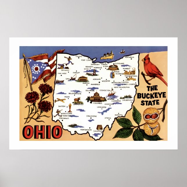 Ohio Buckeye State 20x30 vykort Poster (Framsidan)