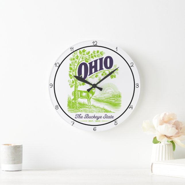 Ohio Buckeye State Hjort  Stor Klocka (Hem)