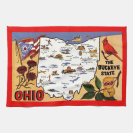  Ohio Buckeye State Postcard Kökshandduk