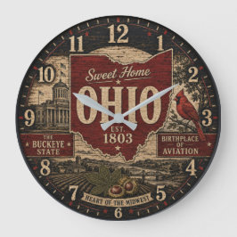 Ohio Buckeye State Rustic Farmhouse Vintage Stor Klocka
