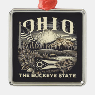 Ohio Buckeye-staten Julgransprydnad Metall