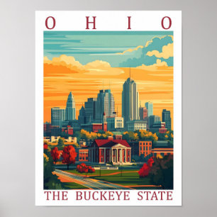 Ohio, Buckeye-staten USA Travel Ställe Poster