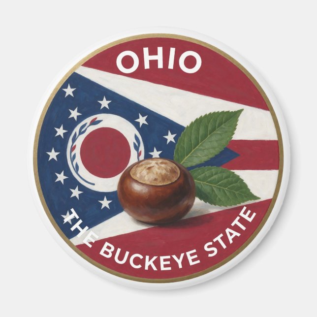 Ohio Buckeye-symbol 🌰 Magnet (Framsidan)