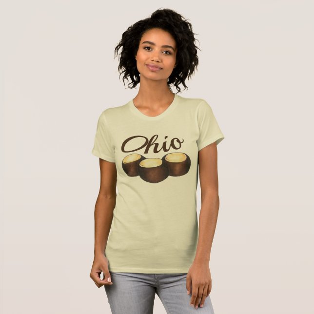 Ohio Chocolate Peanut Butter Buckeye Nöt Candy OH T Shirt (Hel framsida)