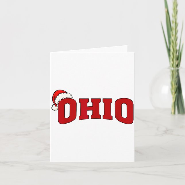 Ohio Christmas Santa Hat Retro Throwback Souvenir  Kort (Framsida)