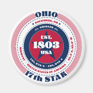 Ohio Circle Typography Souvenir Magnet