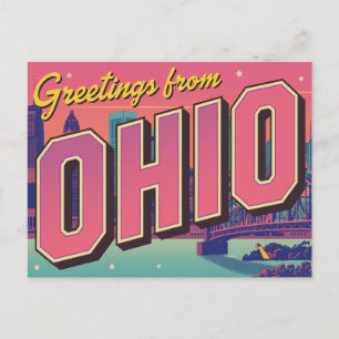 Ohio Citys Silhuett Popkonst Vykort