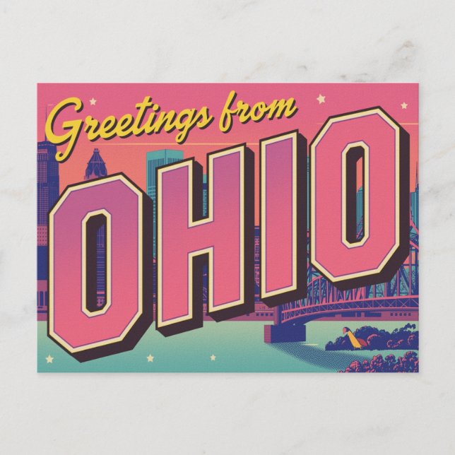 Ohio Citys Silhuett Popkonst Vykort (Framsida)