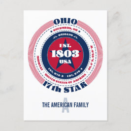 Ohio, Columbus, OH, Patriotisk, Monogram Vykort
