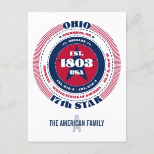 Ohio, Columbus, OH, Patriotisk, Monogram Vykort