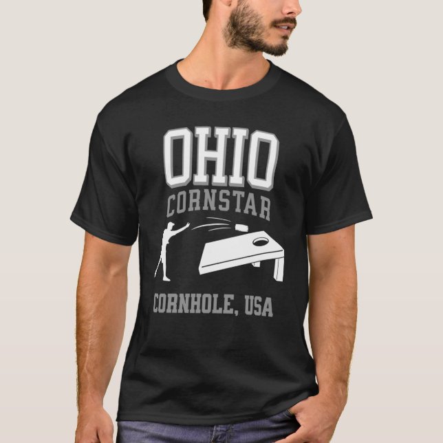 Ohio Cornstar Lucky Cornhole Tournament T Shirt (Framsida)