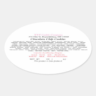Ohio Cottage Food Law Label home baker Ovalt Klistermärke