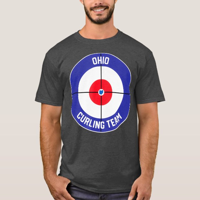 Ohio Curling Team Sweep Sten OH State-disposition T Shirt (Framsida)