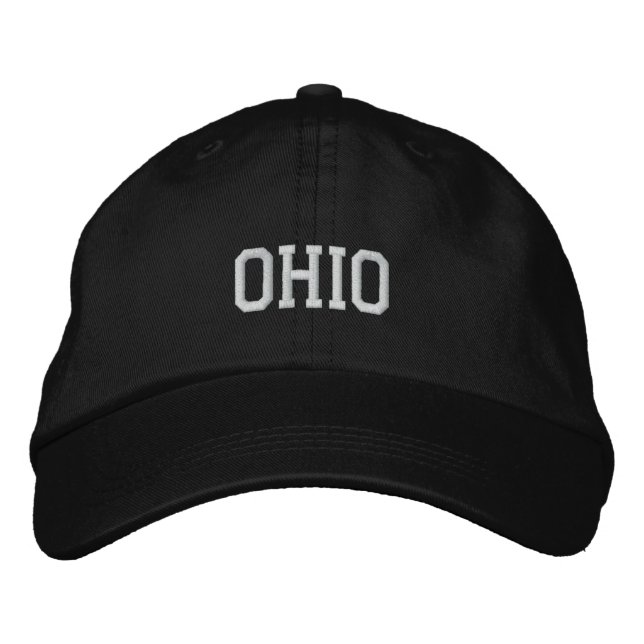 Ohio Embroized Justable Cap Black Broderad Keps (Framsida)