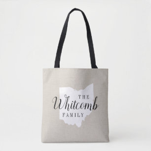 Ohio Family Monogram State Tote Bag Tygkasse