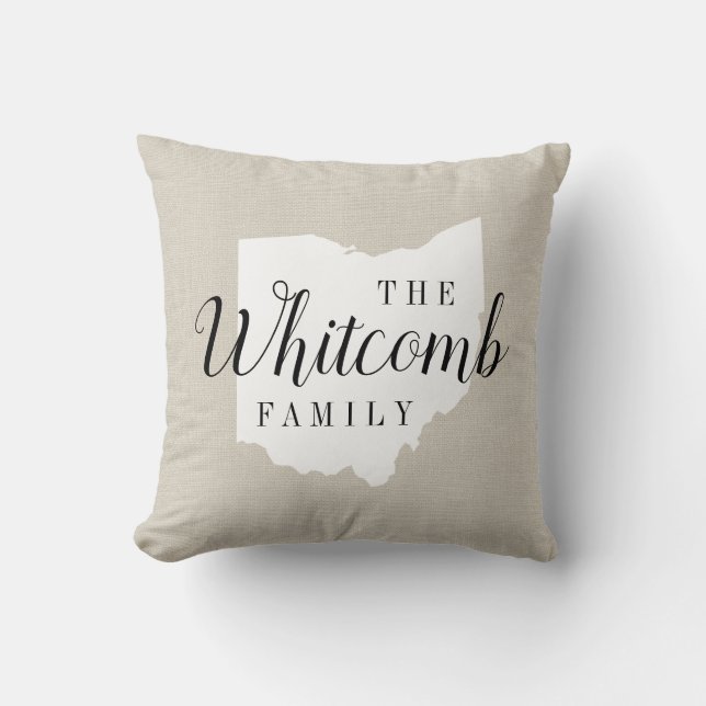Ohio Family Monogram-staten Dekorativ kudde (Framsida)