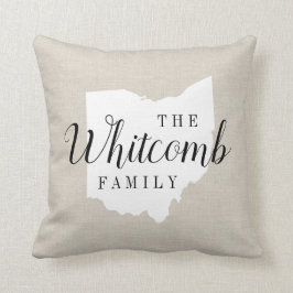 Ohio Family Monogram-staten Dekorativ kudde