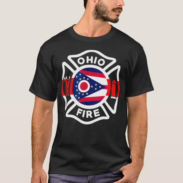 Ohio Fire Department Firefighters Firemen T Shirt (Framsida)