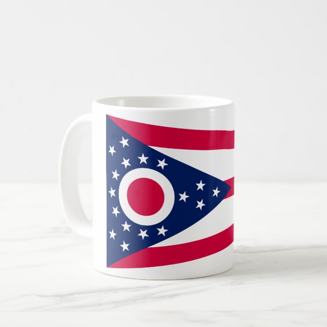 Ohio Flagga: Banderollen för bockeye-tillstånd Kaffemugg (Framsida vänster)