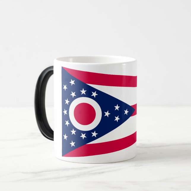 Ohio Flagga: Banderollen för bockeye-tillstånd Magisk Mugg (Framsida vänster)