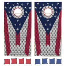 Ohio Flagga Cornhole Set med Distressed Utseende