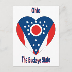 Ohio Flagga Heart Vykort