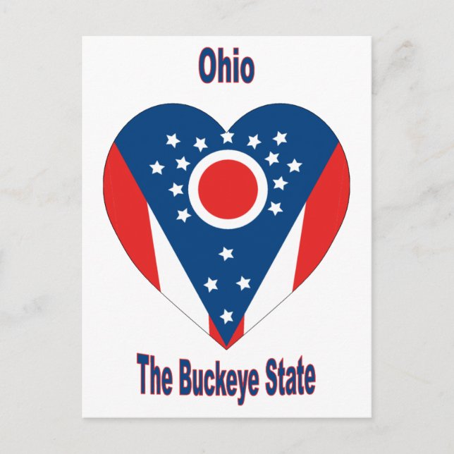 Ohio Flagga Heart Vykort (Framsida)