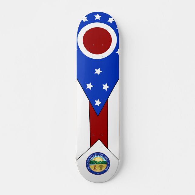 Ohio flagga mini skateboard bräda 18,5 cm (Framsida)