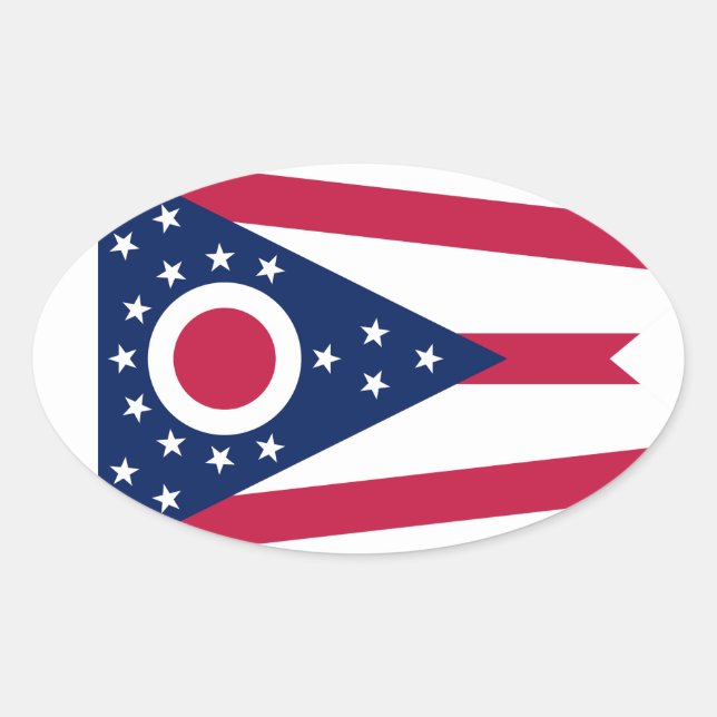 Ohio flagga ovalt klistermärke (Framsida)