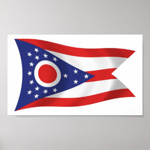Ohio Flagga Poster Skriv ut